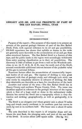 Geology and Oil and Gas Prospects of Part of the San Rafael Swell, Utah