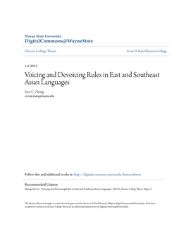 Voicing and Devoicing Rules in East and Southeast Asian Languages Siyu C