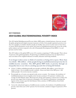 2019 Global Multidimensional Poverty Index