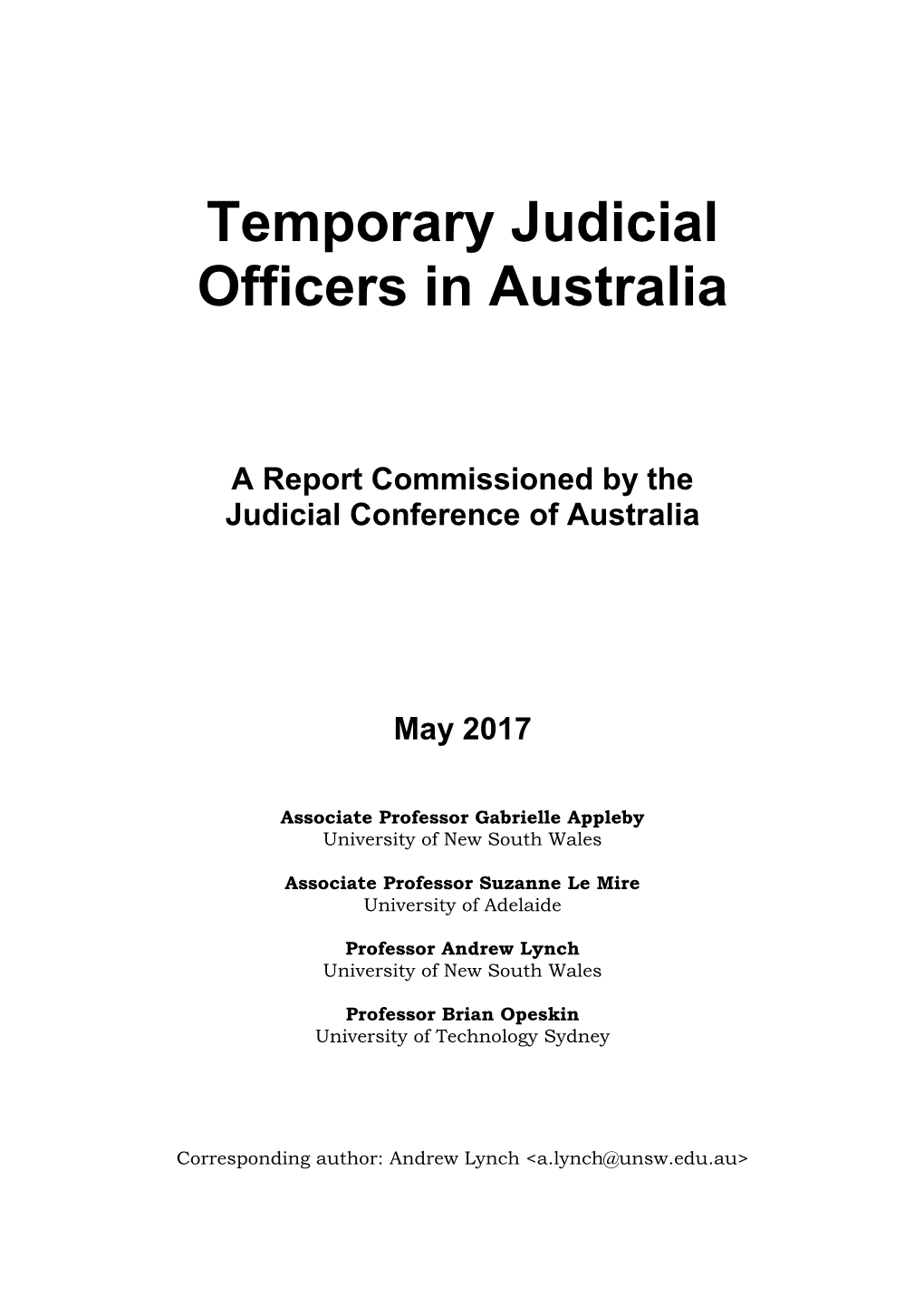 Temporary Judicial Officers in Australia