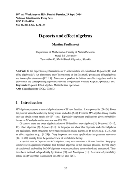 D-Posets and Effect Algebras