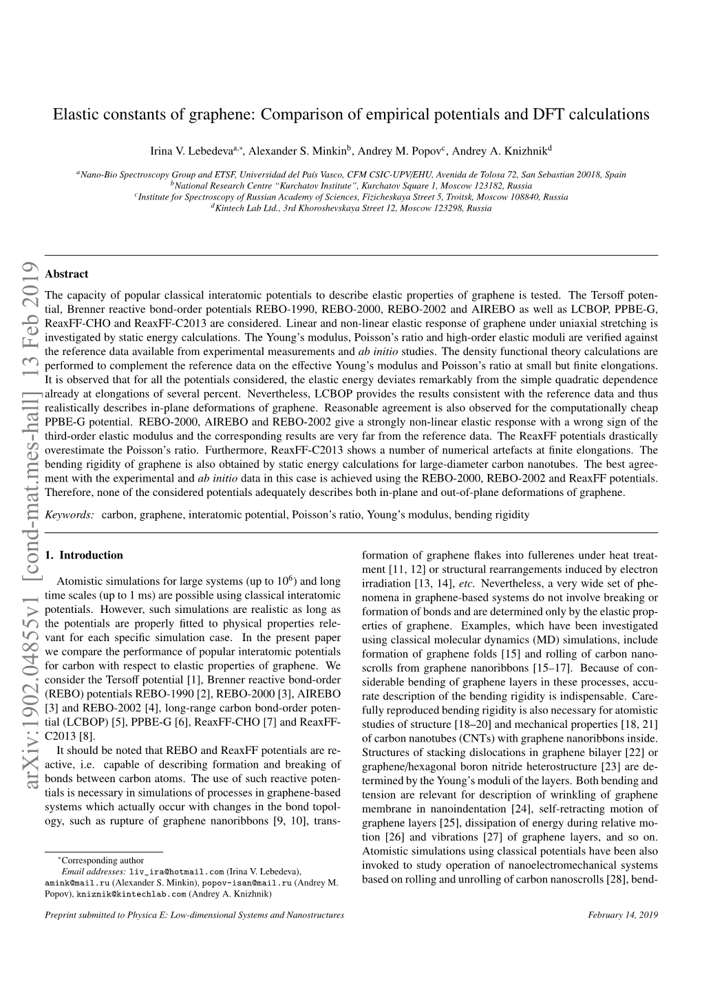 Elastic Constants of Graphene: Comparison of Empirical Potentials and DFT Calculations