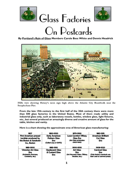 Glass Factories on Postcards by Portland’S Rain of Glass Members Carole Bess White and Dennis Headrick