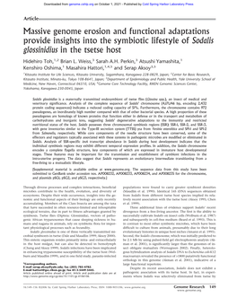 Massive Genome Erosion and Functional Adaptations Provide Insights Into the Symbiotic Lifestyle of Sodalis Glossinidius in the Tsetse Host