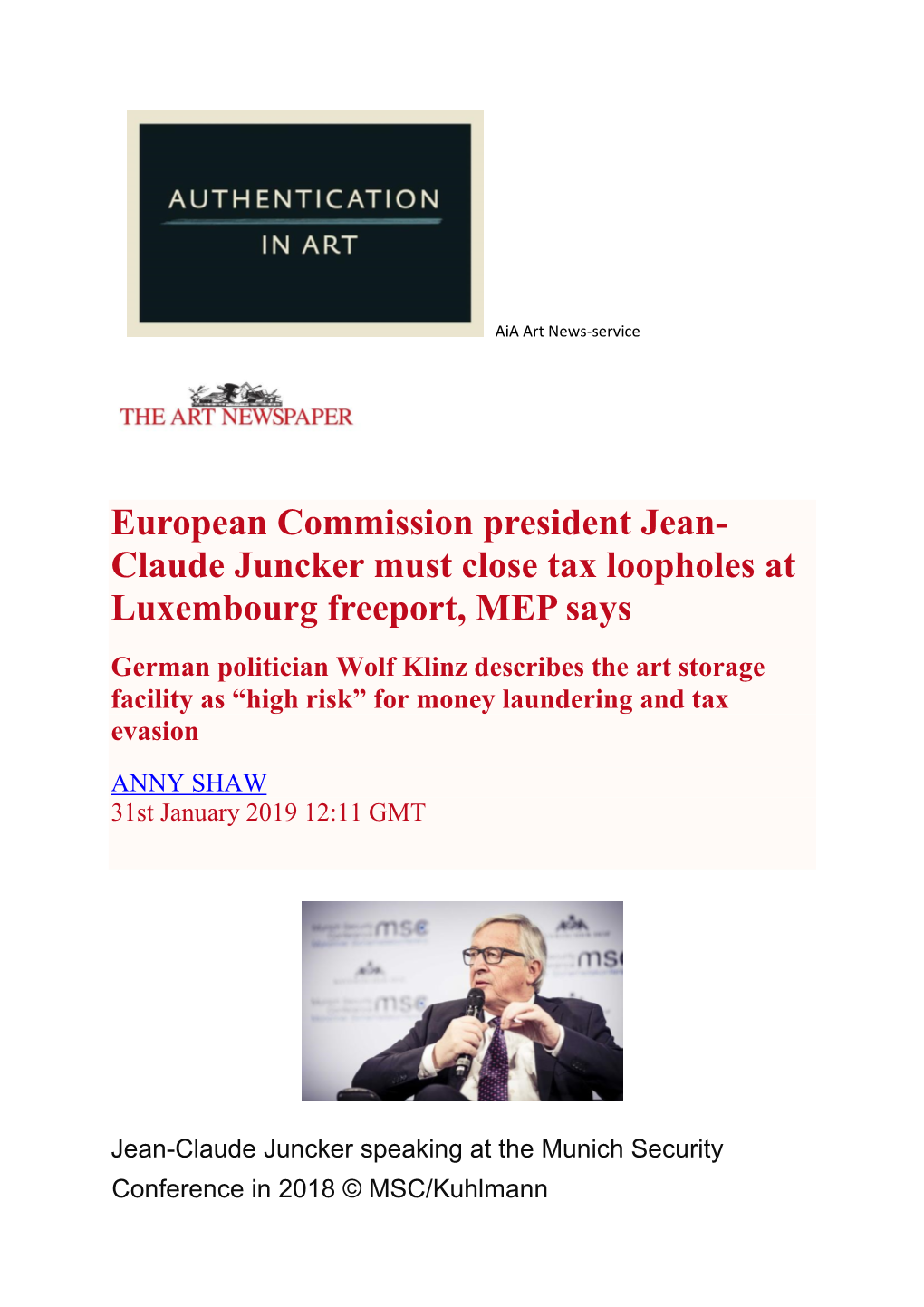 European Commission President Jean- Claude Juncker Must Close Tax
