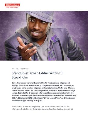 Standup-Stjärnan Eddie Griffin Till Stockholm