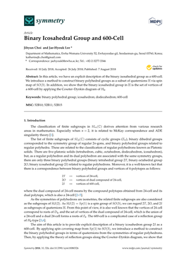 Binary Icosahedral Group and 600-Cell