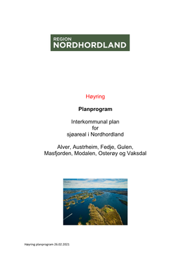 Høyring Planprogram Interkommunal Plan for Sjøareal I Nordhordland