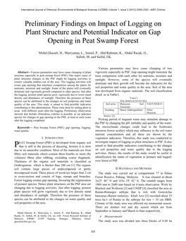 Preliminary Findings on Impact of Logging on Plant Structure and Potential Indicator on Gap Opening in Peat Swamp Forest
