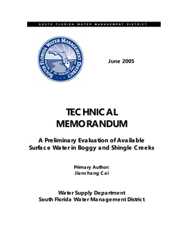 Technical Memorandum in Boggy and Shingle Creeks