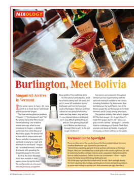 Burlington, Meet Bolivia Singani 63 Arrives Flavor Profile of This Traditional Drink