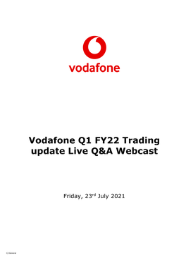 Vodafone Q1 FY22 Trading Update Live Q&A