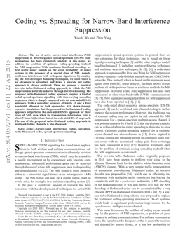 Coding Vs. Spreading for Narrow-Band Interference Suppression
