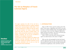 The Veil As Metaphor of French Colonized Algeria