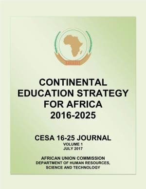 The Continental Education Strategy for Africa (CESA 16-25) Journal