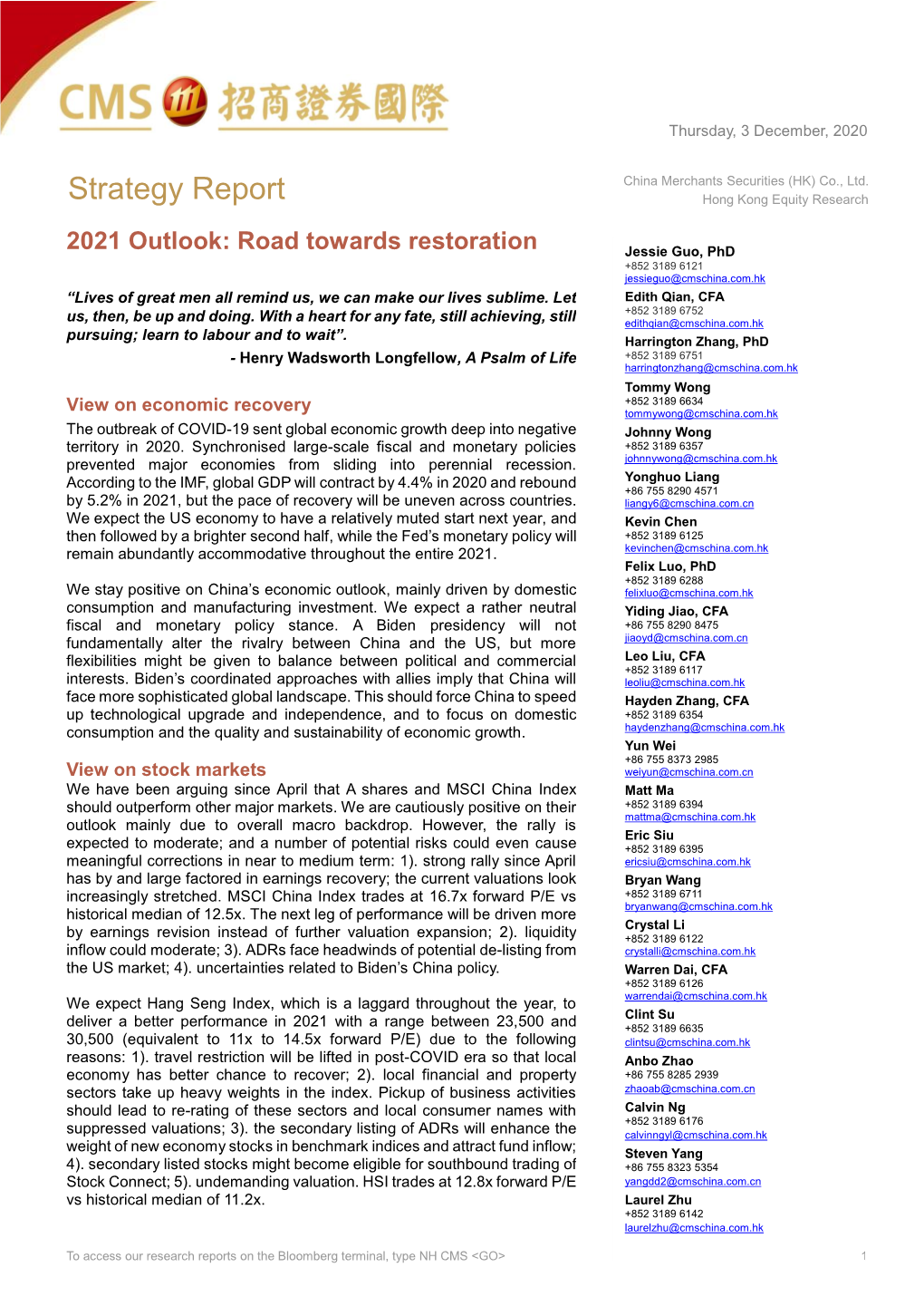 Strategy Report Hong Kong Equity Research