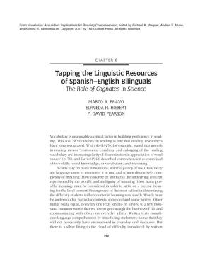 Tapping the Linguistic Resources of Spanish–English Bilinguals the Role of Cognates in Science