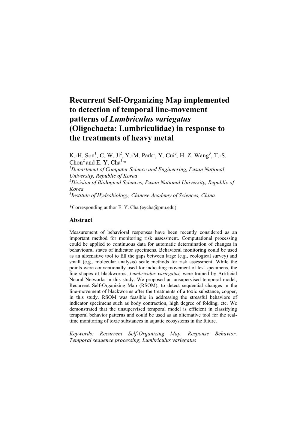 Recurrent Self-Organizing Map Implemented to Detection Of