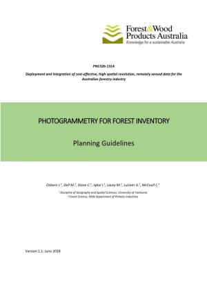 PHOTOGRAMMETRY for FOREST INVENTORY Planning Guidelines