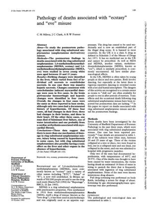 "Ecstasy" and "Eve" Misuse J Clin Pathol: First Published As 10.1136/Jcp.49.2.149 on 1 February 1996