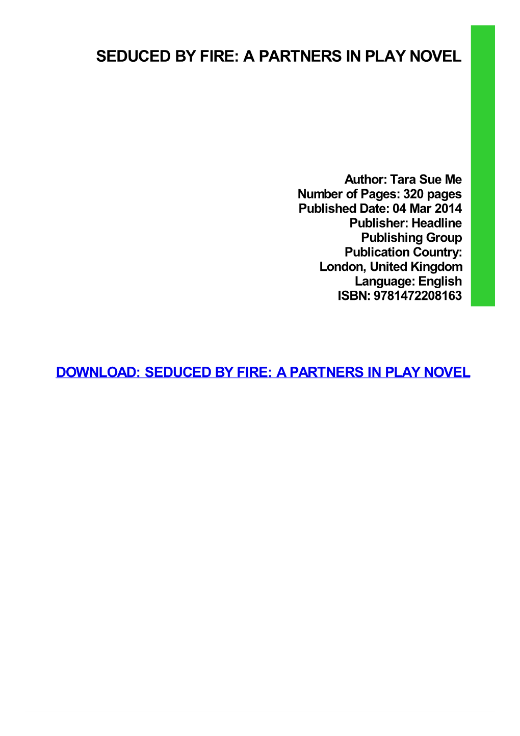 {PDF} Seduced by Fire: a Partners in Play Novel Ebook, Epub