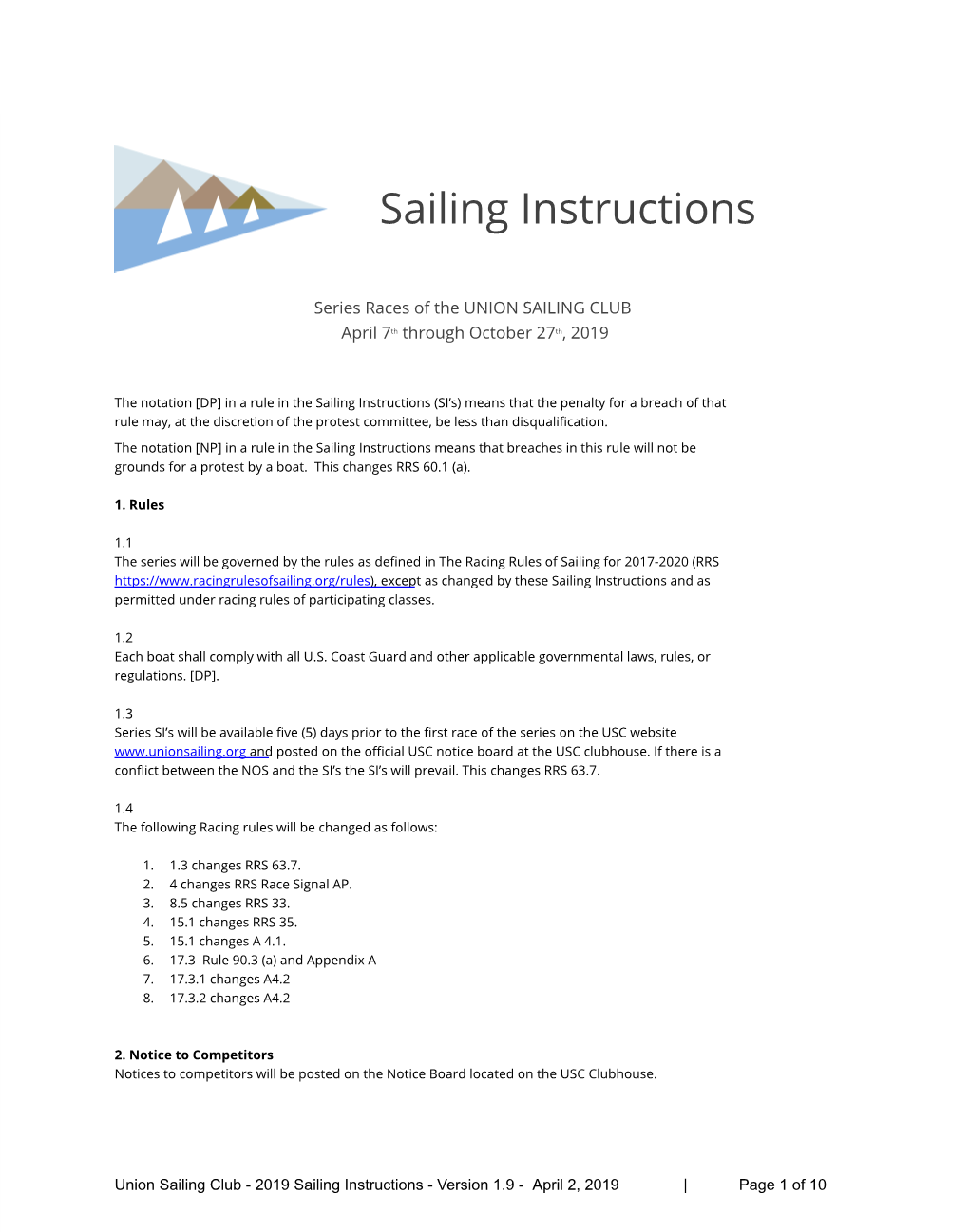 ​Sailing Instructions