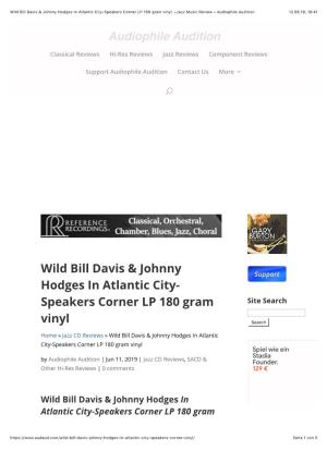 Wild Bill Davis & Johnny Hodges in Atlantic City- Speakers Corner LP