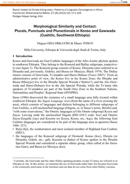 Morphological Similarity and Contact: Plurals, Punctuals and Pluractionals in Konso and Gawwada (Cushitic, Southwest-Ethiopia)
