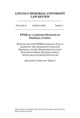 Ptsd Is a Limited Defense in Federal Court
