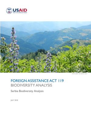FOREIGN ASSISTANCE ACT 119 BIODIVERSITY ANALYSIS Serbia Biodiversity Analysis