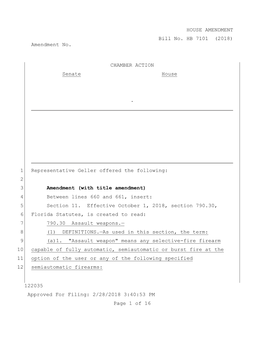 HOUSE AMENDMENT Bill No. HB 7101 (2018) Amendment No