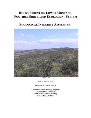 Rocky Mountain Lower Montane- Foothill Shrubland Ecological System