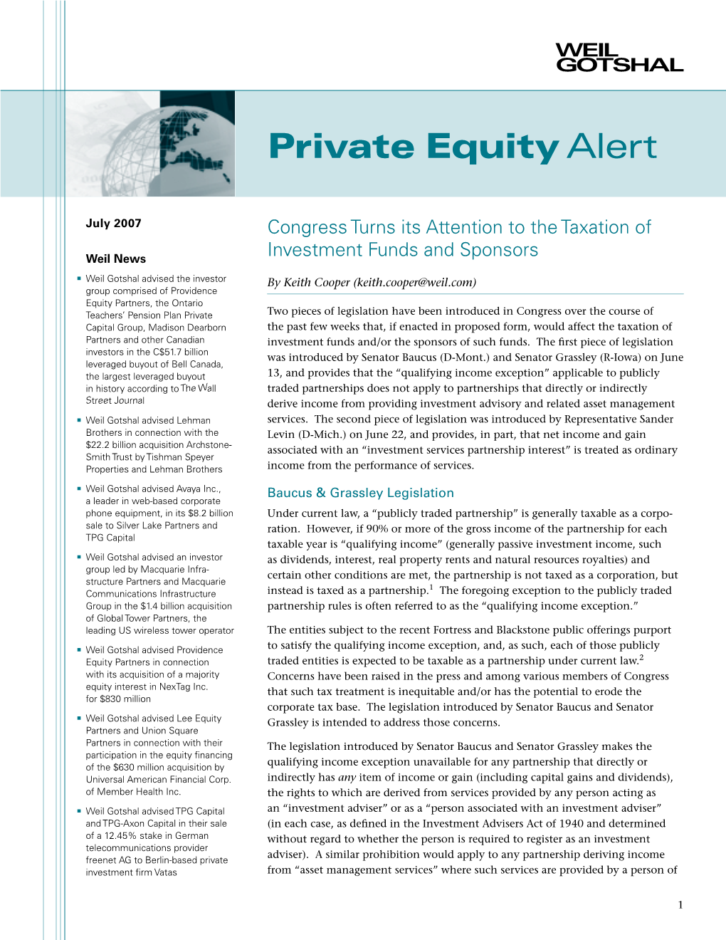 Private Equity Alert