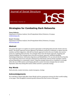 Strategies for Combating Dark Networks