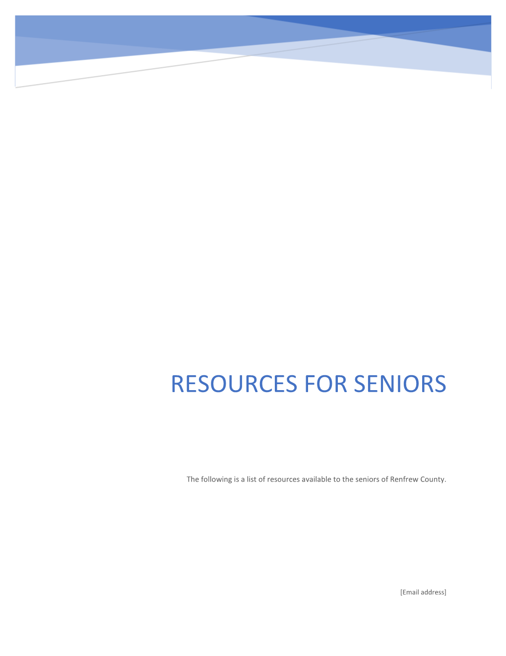 Resources for Seniors