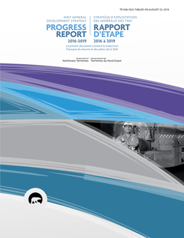 NWT Mineral Development Strategy PROGRESS REPORT 2016-2019 02