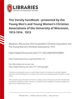 The Varsity Handbook : Presented by the Young Men's and Young Women's Christian Associations of the University of Wisconsin, 1913-1914