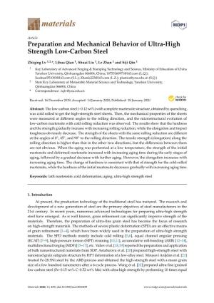 Preparation and Mechanical Behavior of Ultra-High Strength Low-Carbon Steel