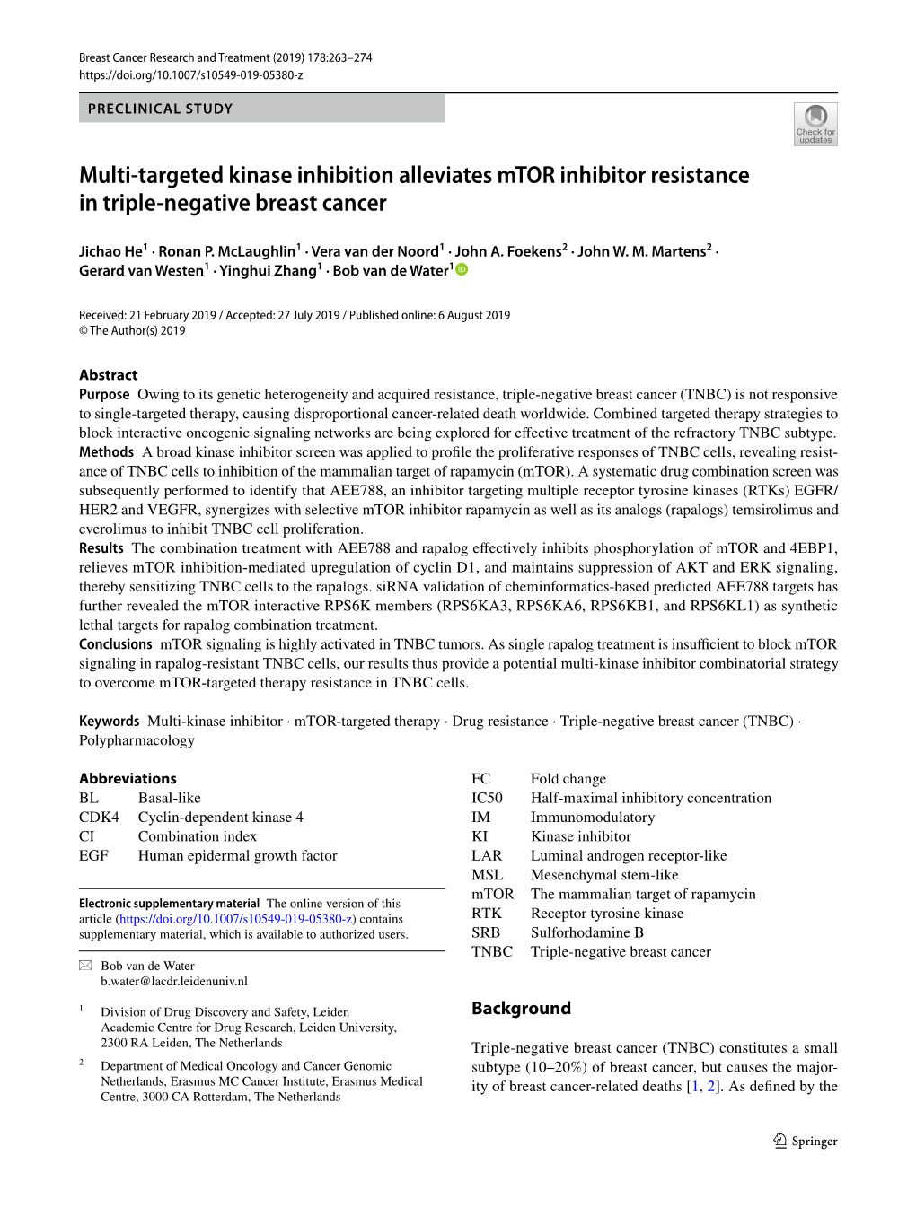 Multi-Targeted Kinase Inhibition Alleviates Mtor Inhibitor