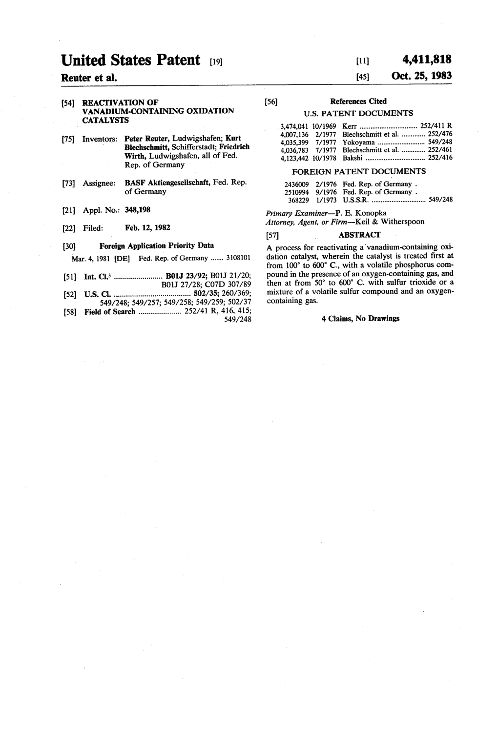 United States Patent (19) 11) 4411,818 Reuter Et Al