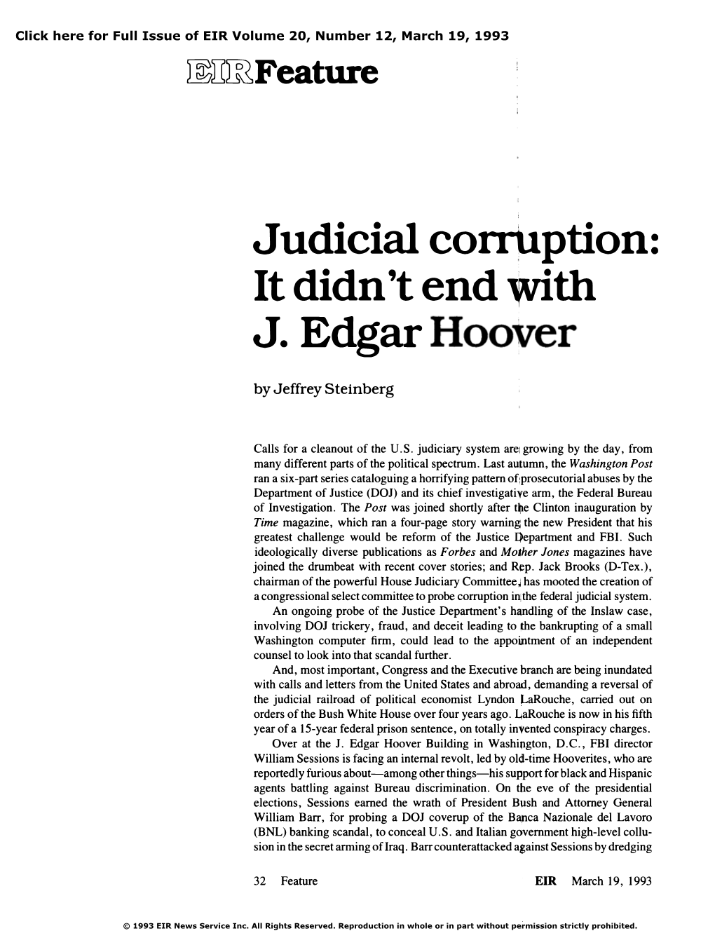 Judicial Corruption: It Didn't End with J. Edgar Hoover
