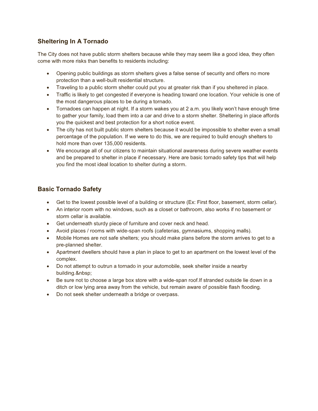 Printable Sheltering in a Tornado Guide