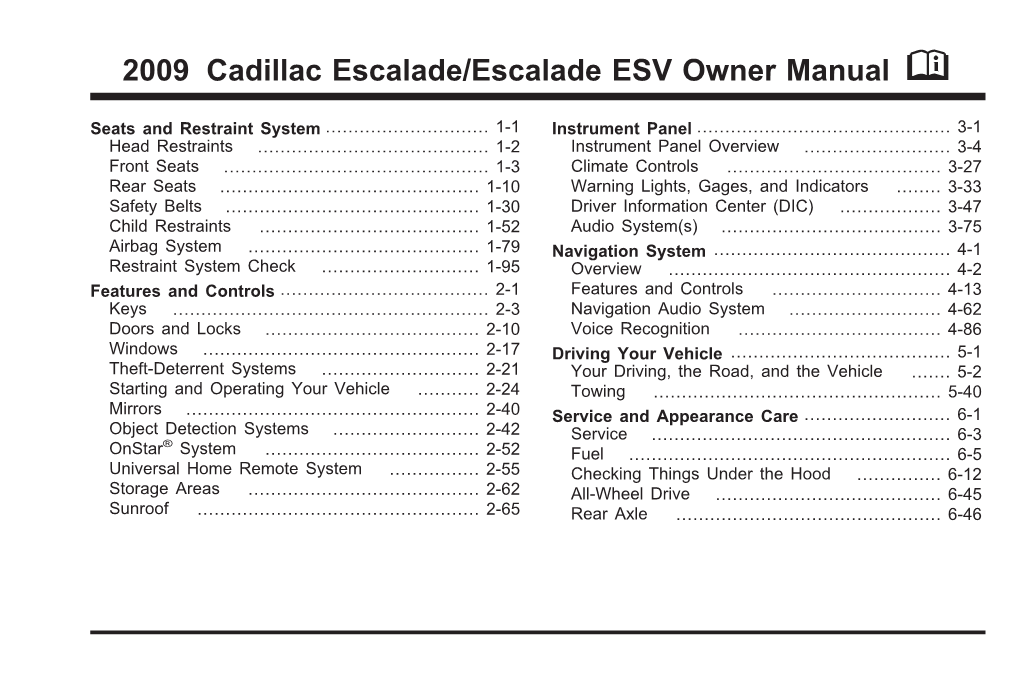 2009 Cadillac Escalade/Escalade ESV Owner Manual M