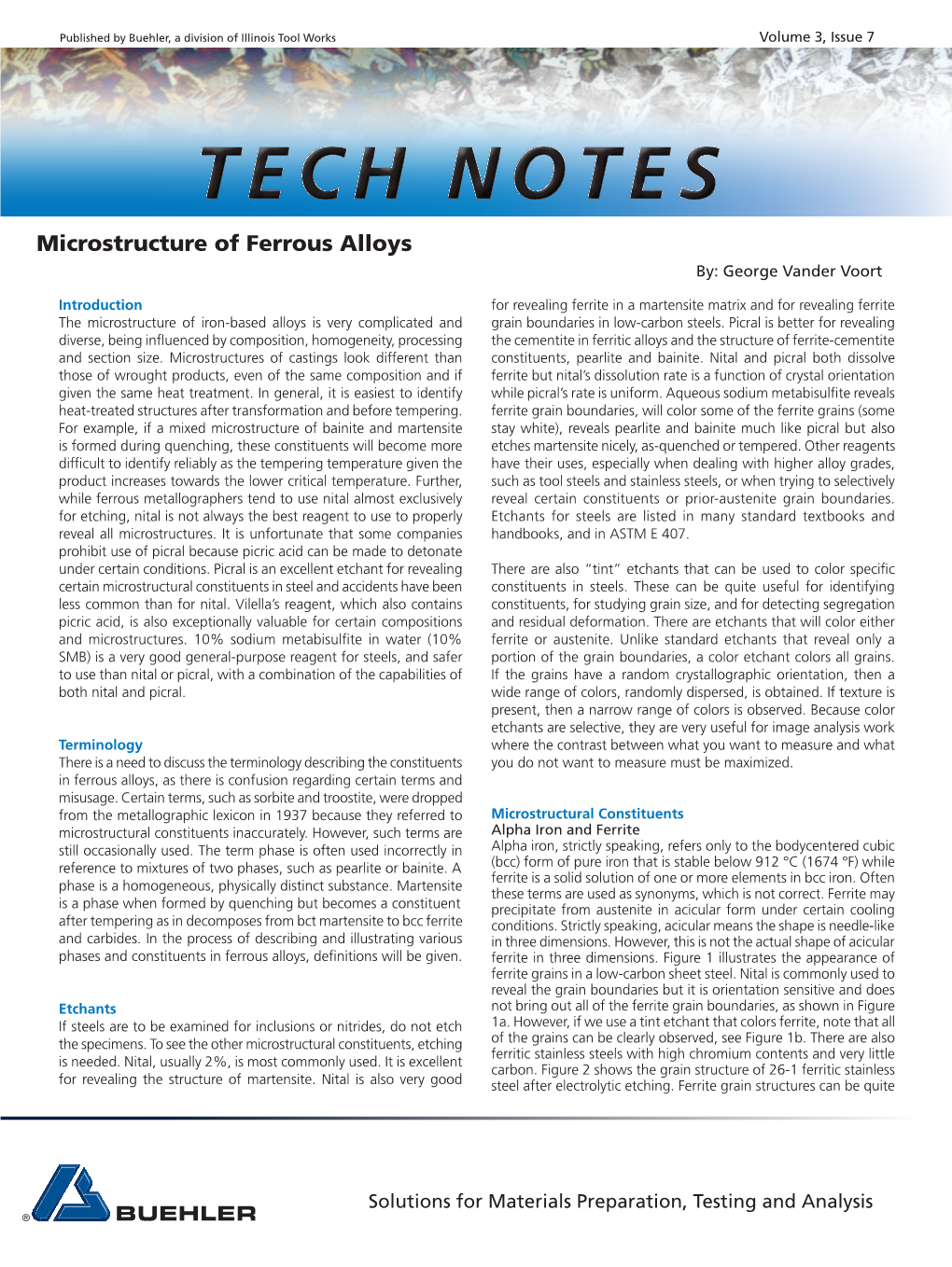 Microstructure of Ferrous Alloys By: George Vander Voort