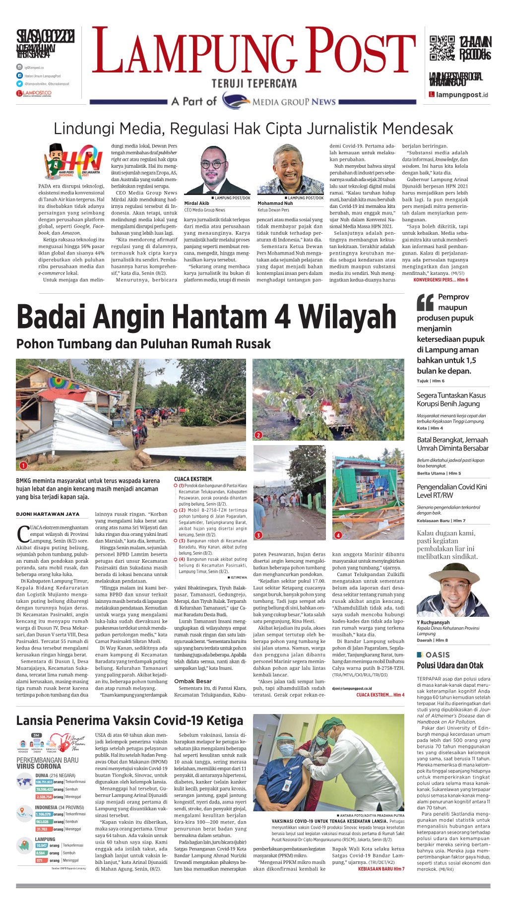Badai Angin Hantam 4 Wilayah Menjamin Ketersediaan Pupuk Pohon Tumbang Dan Puluhan Rumah Rusak Di Lampung Aman Bahkan Untuk 1,5 Bulan Ke Depan