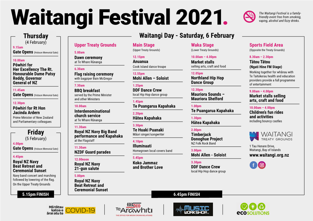 Waitangi Festival Is a Family- Friendly Event Free from Smoking, Waitangi Festival 2021