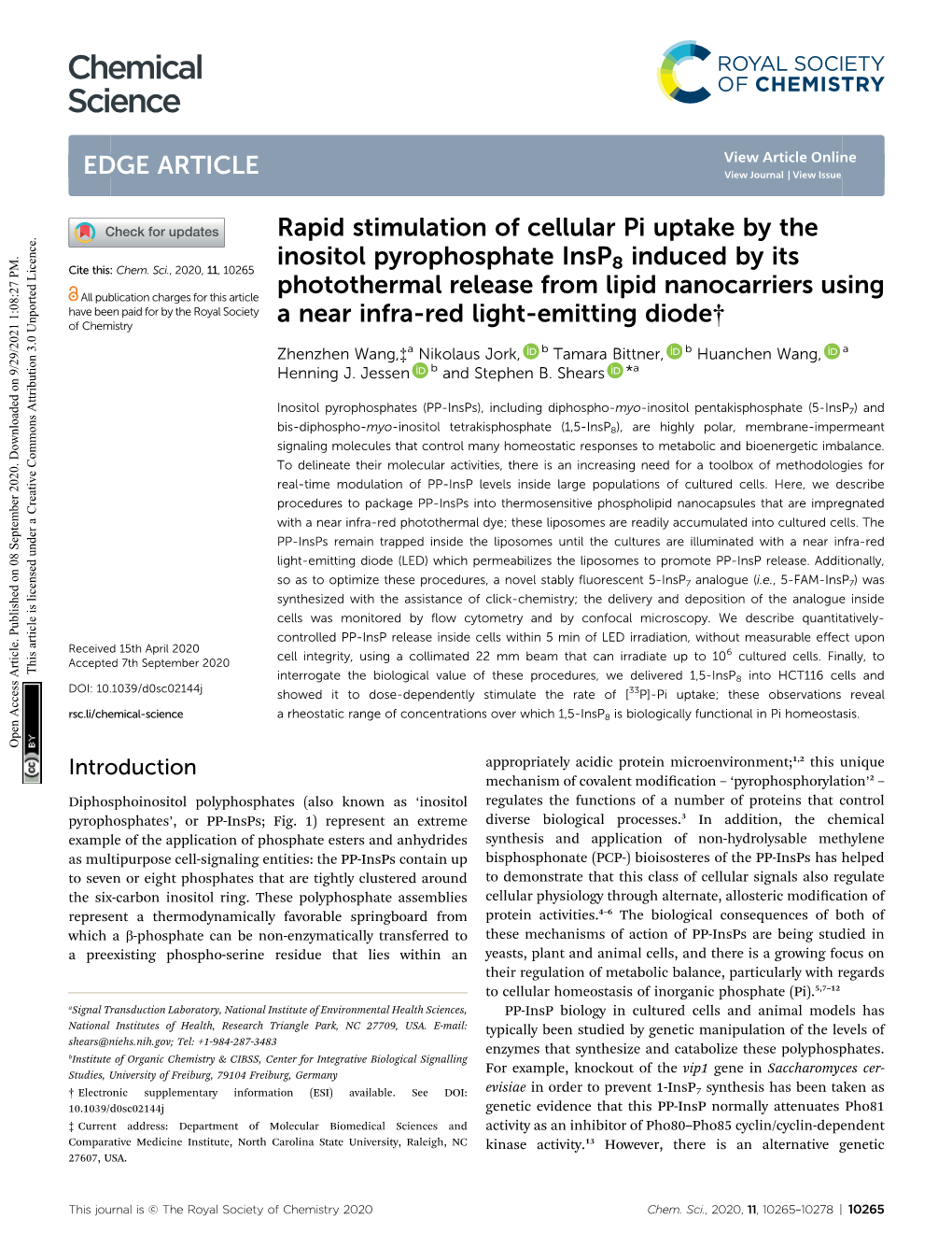 Rapid Stimulation of Cellular Pi Uptake by the Inositol Pyrophosphate Insp8