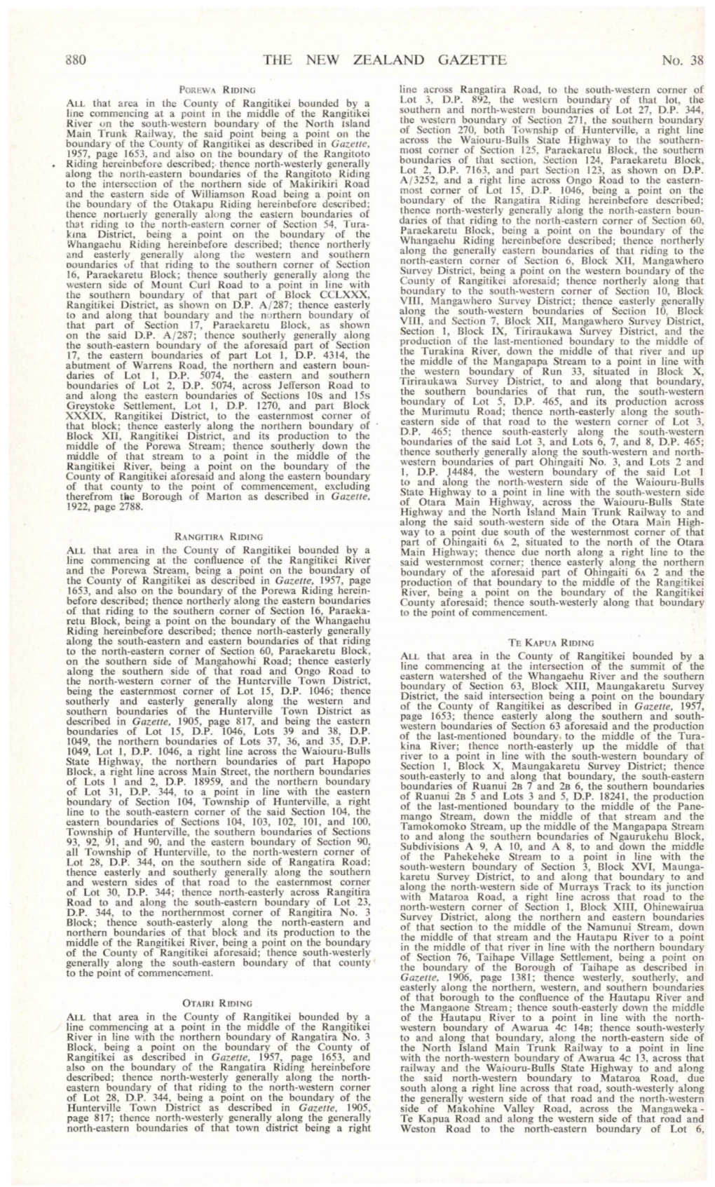 880 the NEW ZEALAND GAZETTE No. 38