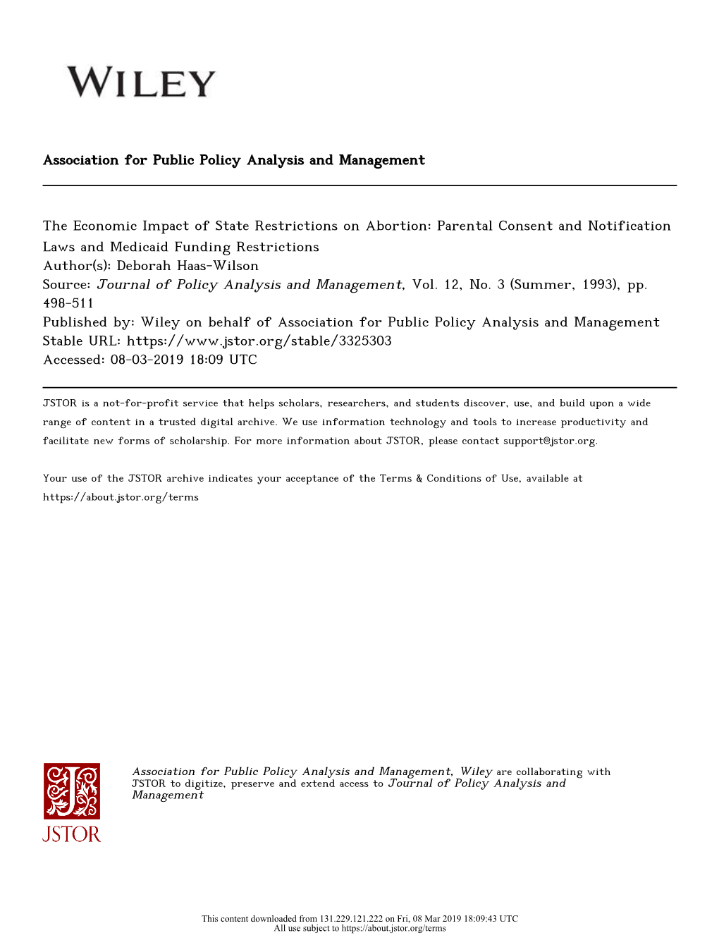 The Economic Impact of State Restrictions On