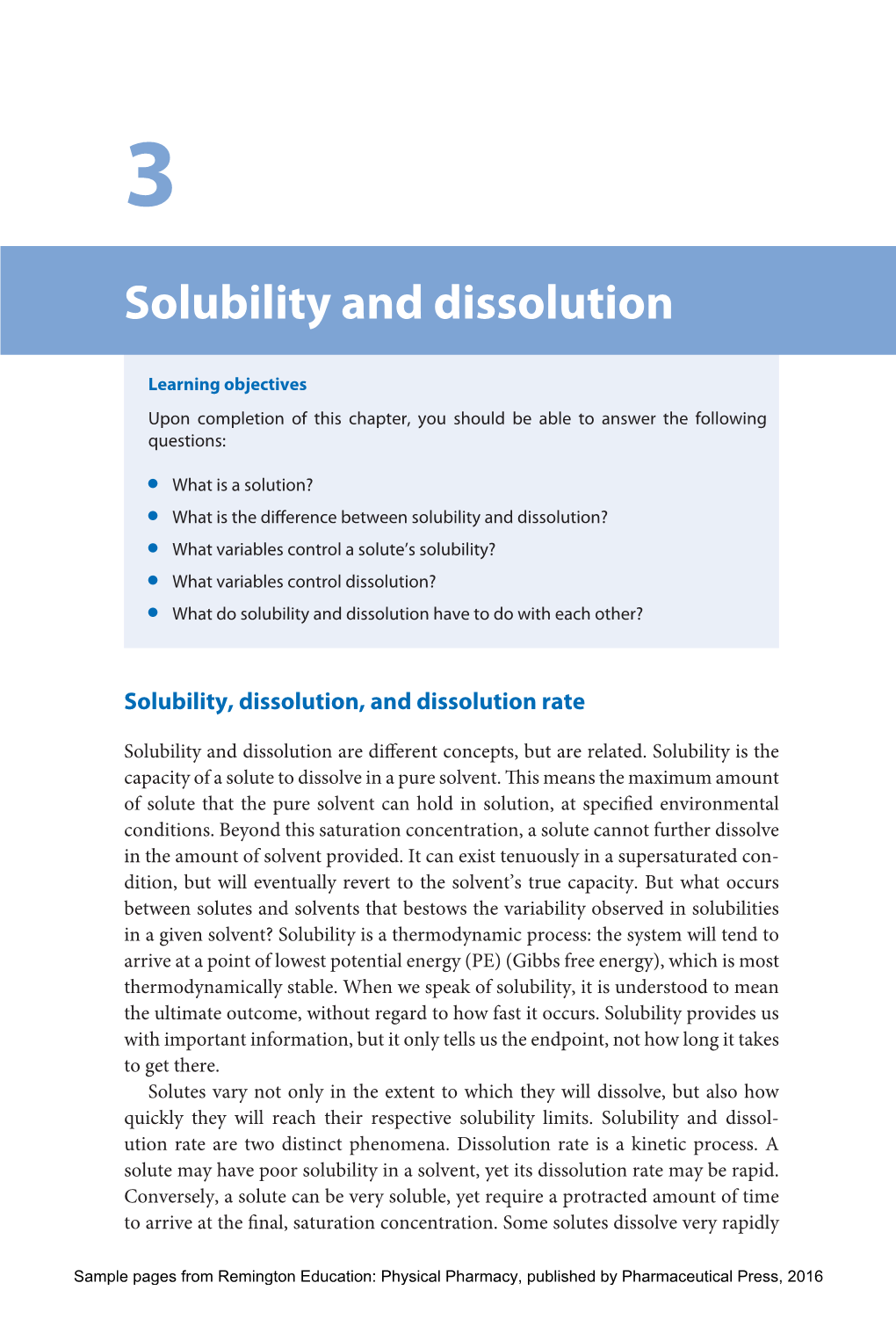 Solubility and Dissolution